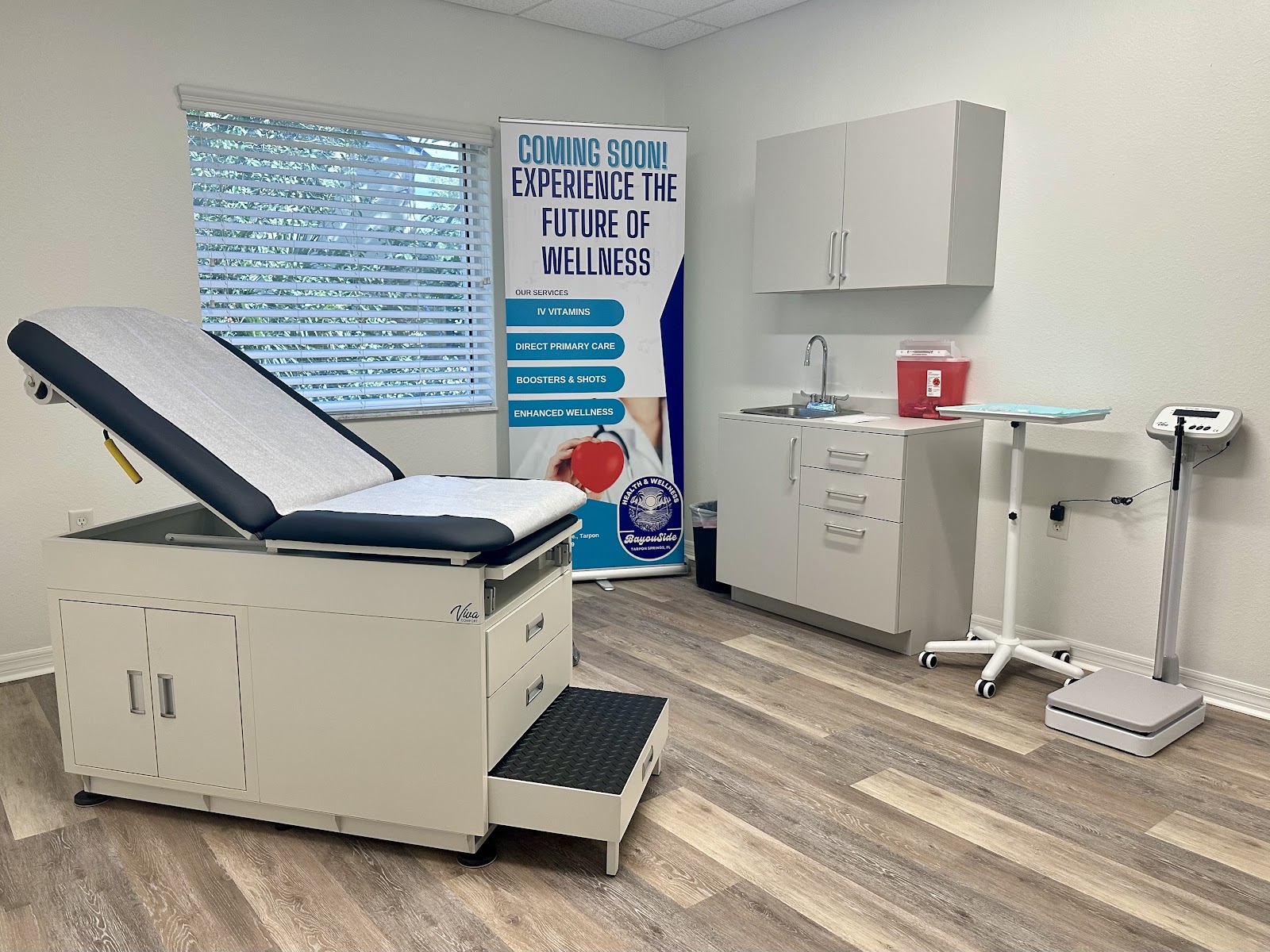 Bright private exam room inside BayouSide Health and Wellness